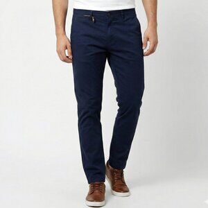 Zara Man Skinny Fit Navy Blue Soft Chinos Pants